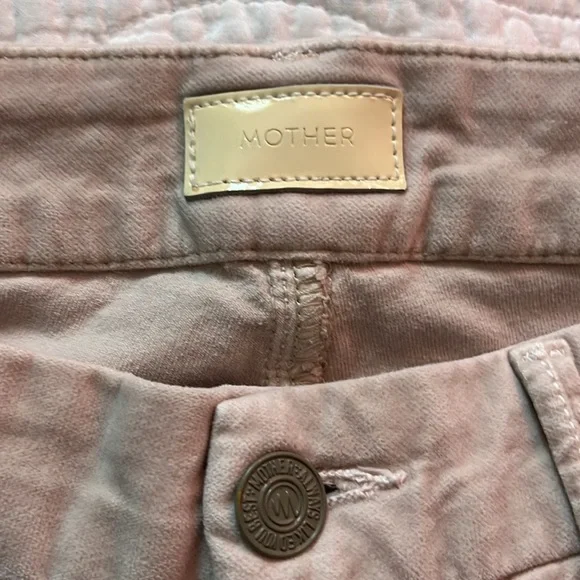 MOTHER The Looker Velvet Pant Jean Mauve Pink Size 27 Skinny Ankle Crop - Picture 5 of 14
